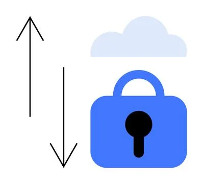 Cloud Security with Data Transfer Symbol in Soft Colors Illustrazione stock