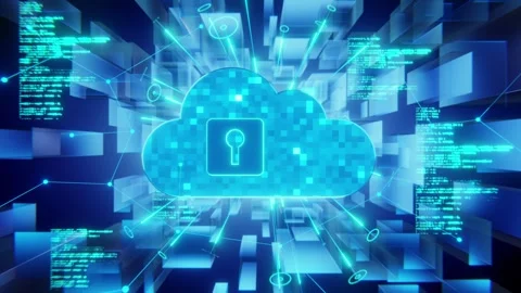 Cloud Security with Digital Code Matrix Stock Footage 277532810