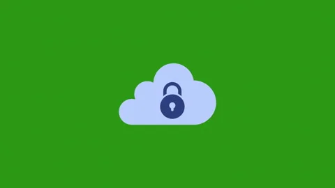 Cloud Security icon animation.green background. Video stock 244665483