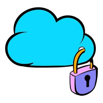 Cloud security icon cartoon Stock Illustration
