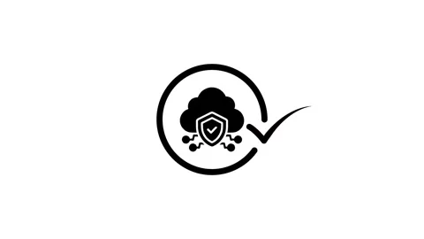 Cloud security icon with check mark inside circle animation Stock Footage 346497146