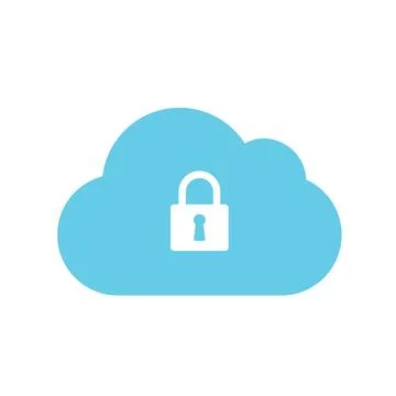 Cloud Security Icon with Lock and Cloud for Data Protection Stock Illustration