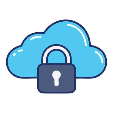 Cloud security icon with padlock. Simple vector icon depicting a cloud with.. Stock Illustration