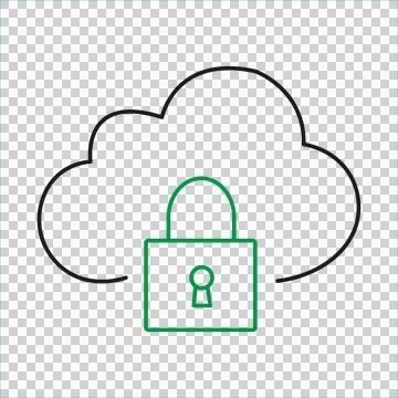 Cloud security icon with a padlock symbol representing data protection Stock Illustration