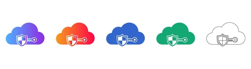 Cloud Security Icon Set Stock Illustration