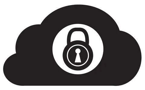 Cloud security icon on white background. secure cloud technology sign. Stock Illustration
