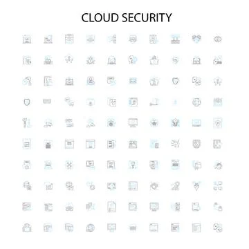 Cloud security icons, signs, outline symbols, concept linear illustration line Stockillustratie
