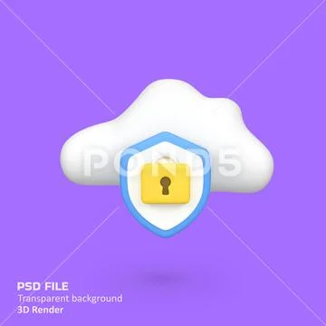 Cloud security isolated 3d render icon illustration PSD Template