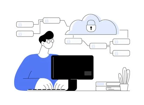 Cloud security isolated cartoon vector illustrations. Illustrazione stock