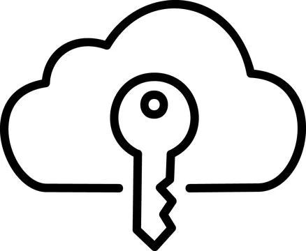 Cloud security key access linear icon イラスト素材