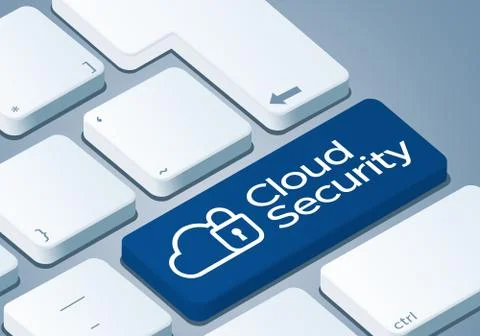 Cloud Security Key - Keyboard with 3D Concept illustration Stock Illustration