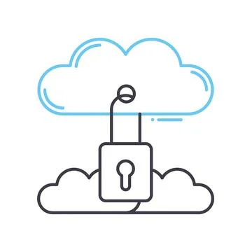 Cloud security line icon, outline symbol, vector illustration, concept sign Stock Illustration