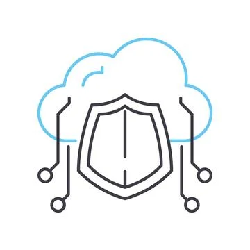 Cloud security line icon, outline symbol, vector illustration, concept sign Ilustración de archivo