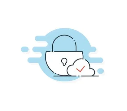 Cloud Security, line modern icon. Safe and Secure Internet. Vector illustration. Stock Illustration