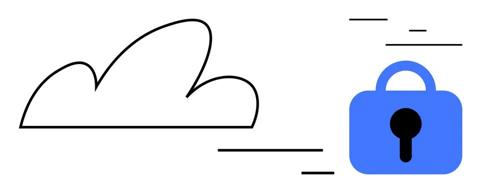 Cloud with Security Lock Emphasizing Secure Digital Storage and Data Protecti Illustrazione stock