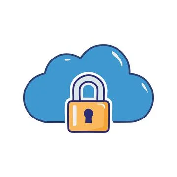 Cloud security lock. Secure data storage with cloud encryption and a strong.. Stock Illustration