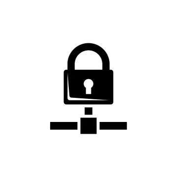 Cloud Security, Locked Network Flat Vector Icon Stock Illustration