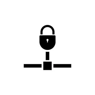 Cloud Security, Locked Network Solid Flat Vector Icon Isolated on White Backg 스톡 일러스트