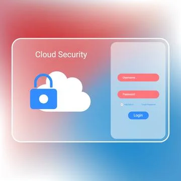 Cloud Security Login Interface with Password Protection Stock Illustration