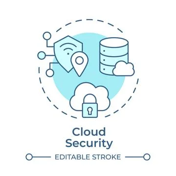 Cloud security monochrome blue concept icon Stock Illustration