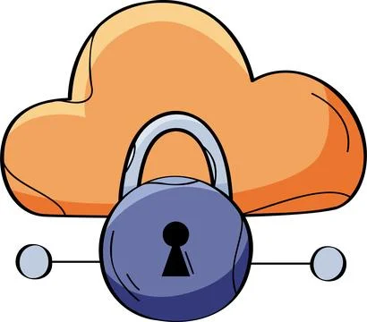 Cloud security padlock data protection Stock Illustration
