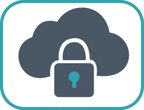 Cloud security padlock protection flat icon Stock Illustration