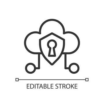 Cloud security pixel perfect linear icon 스톡 일러스트