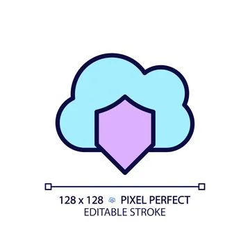 Cloud security pixel perfect RGB color icon Stock Illustration