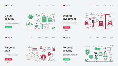 Cloud Security, Secured Investment Solutions, Personal Data Protection Vector Stock Illustration