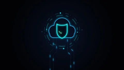 Cloud security shield animation: cyber data protection and network privacy .. Stockbeeldmateriaal 337558540