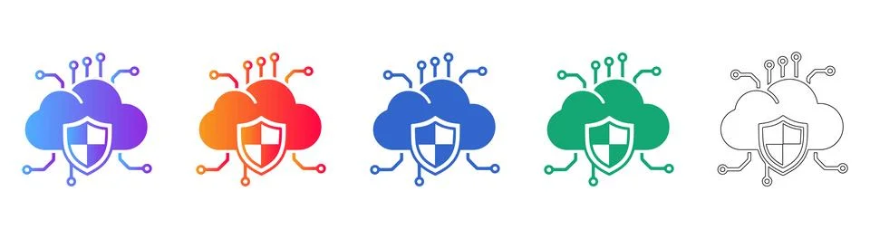 Cloud Security Shield Digital Illustration Stock Illustration
