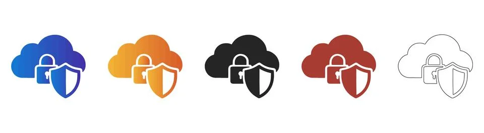 Cloud security shield icon for data protection services Stock Illustration