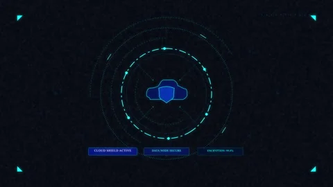 Cloud security shield interface, digital data protection, network monitorin.. Stock Footage 348326532
