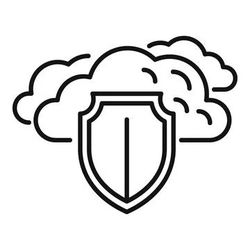 Cloud security shield line icon Stock Illustration