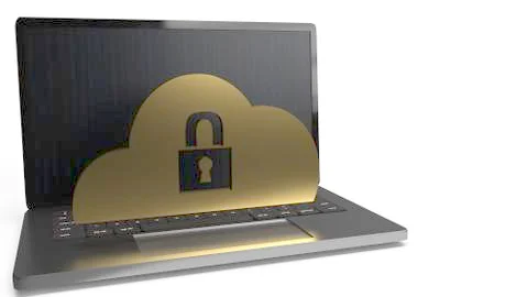 Cloud security solutions for IT device 3d rendering.. Stock Illustration