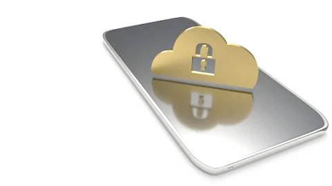 Cloud security solutions for IT device 3d rendering.. Stock Illustration