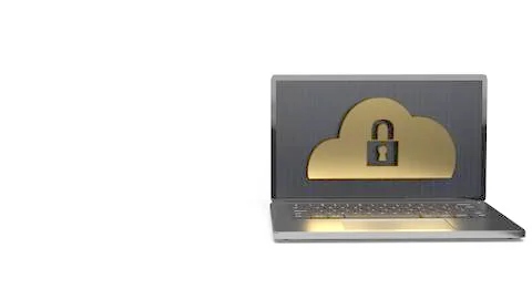 Cloud security solutions for IT device 3d rendering.. Stock Illustration