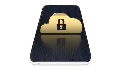 Cloud security solutions for IT device 3d rendering.. Stock Illustration