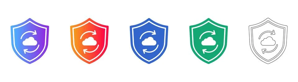 Cloud Security Synchronization and Shield Icons Stock Illustration
