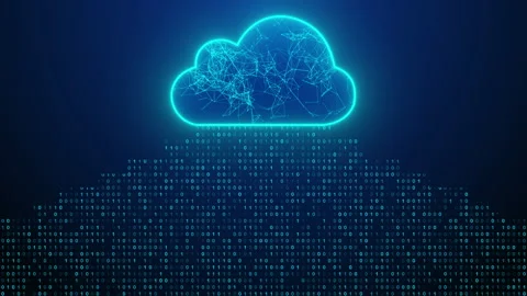 Cloud Security Technology Protection on Dark Background Stock Footage 347859032