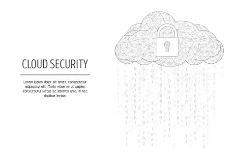 Cloud security web banner template, vector polygonal art style illustration Stock Illustration