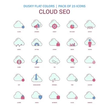 Cloud SEO icon Dusky Flat color - Vintage 25 Icon Pack 库存插图