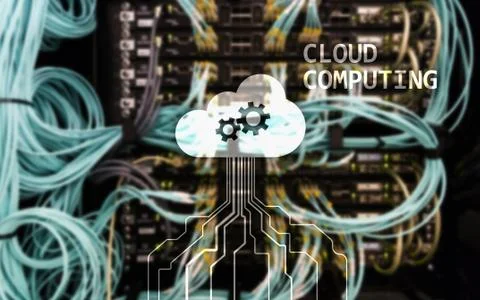 CLoud server and computing, data storage and processing. Internet and technol Stock Illustration