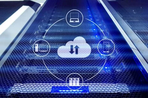 CLoud server and computing, data storage and processing. Internet and technology 스톡 일러스트