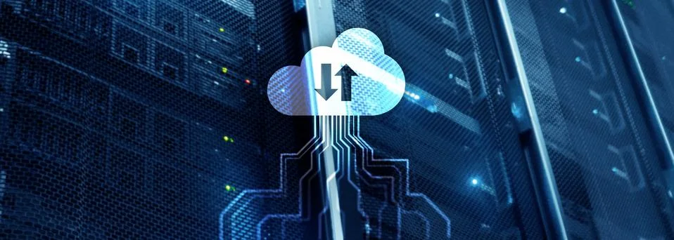 CLoud server and computing, data storage and processing. Internet and technology Stockillustratie