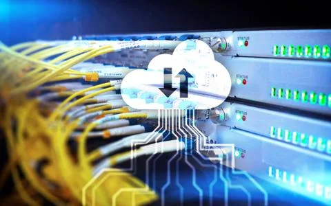 CLoud server and computing, data storage and processing. Internet and technol 스톡 사진