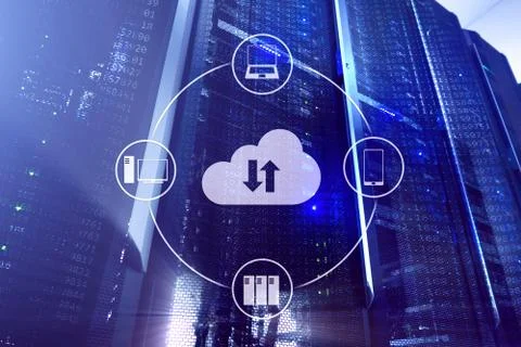 CLoud server and computing, data storage and processing. Internet and technol 스톡 사진
