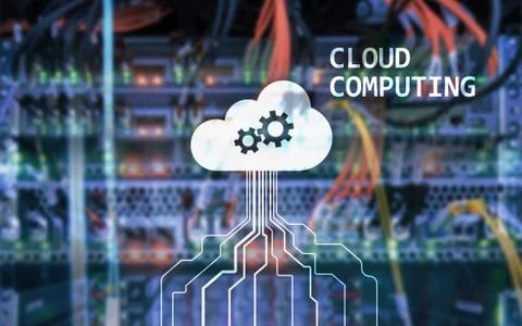 CLoud server and computing, data storage and processing. Internet and technol Stockfoto's