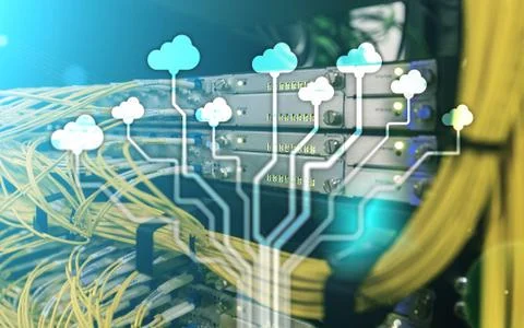 CLoud server and computing, data storage and processing. Internet and technol 写真素材