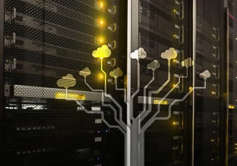 CLoud server and computing, data storage and processing. Internet and technol 스톡 사진